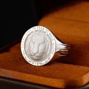 El Fearless Lone Tiger, 18K Gold y Platinum Pure Gold Zodiac Tiger Anillo de hombre de moda de alta gama Feeling. - Product Image 2