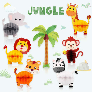 Nicro 7-Piece <strong>Jungle</strong> Safari Animal <strong>Theme</strong> Birthday <strong>Party</strong> Decorations 3D Honeycomb Centerpiece Monkey Tableware for Kids' <strong>Parties</strong> - Product Image 3