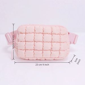 สายสะพายไนลอนแบบปรับได้สำหรับกระเป๋าคาดเอวแบบควิลท์  กระเป๋าพัฟฟี่ลายตัวอักษร  ปิดด้วยซิป  กันน้ำ สำหรับทุกเพศ - Product Image 1