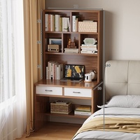 Bureau en bois et bibliothèque combinés pour la maison, bureau d'étude pour adulte avec bibliothèque, bureau d'écriture pour étudiant dans la chambre