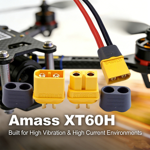 Разъемы Amass XT60H XT60 с защитным корпусом для дронов и RC-аккумуляторов Lipo, без термоусадки, 12AWG, позолоченные - Product Image 1