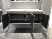 Ensemble de meuble-lavabo mural en céramique WJL au design moderne, facile à nettoyer, étanche, avec miroir lumineux intégré, 110 cm