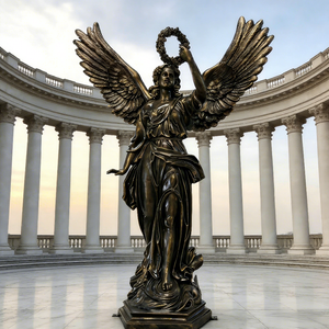 Estatuas de Ángeles Decorativas de Bronce para Exteriores, Estatuas Religiosas Femeninas de Tamaño Real con Corona, Obras de Escultura - Product Image 1