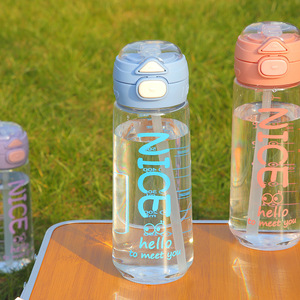 Wholesale Large Capacity 650ml Plastic Water Cup New Portable Outdoor Sports <b>Bottle</b> with <b>Straw</b> Handle for Summer Quality - Product Image 6