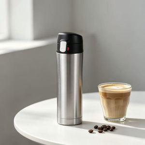 Venta al por mayor: Vaso térmico de viaje para coche de 450 ml, de acero inoxidable 304, con tapa abatible ecológica japonesa con cierre de seguridad, ideal como regalo de empresa. - Product Image 4