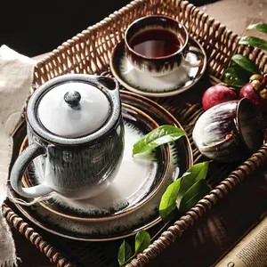 Klassieke Custom Unieke Geglazuurde Porseleinen Keramische Engelse Thee Koffiepot Kop En Schotelsets Vintage Luxe Chinese Theeset