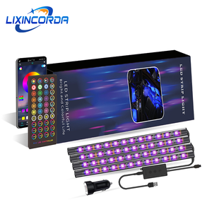 RGB para <span class=keywords><strong>Bluetooth</strong></span> controlado 4PCS 12V Auto Atmosphere <span class=keywords><strong>LED</strong></span> <span class=keywords><strong>Strip</strong></span> Light Kit Conectividad USB App Car Interior Underdash Lighting - Product Image 1