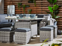 Meubles de patio en aluminium Foyers de jardin à gaz Table d'extérieur BBQ Ensemble de canapés d'angle d'extérieur en métal rotin de luxe avec foyer