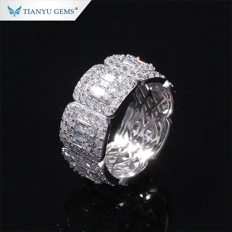 Tianyu Gems Customized Moissanite Diamond Real 10K 14k 18K Gold Hip Hop Cuban Male Ring