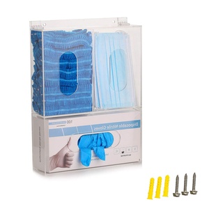 Wall Mount Clear Acrylic Disposable Glove Holder Face Mask Dispenser Triple Custom Thickness Customized Logo Silk-Screen Printed - Product Image 5