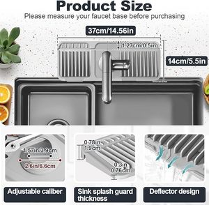 LEDUN 2025 3 colori rubinetto in Silicone stuoia di scarico <span class=keywords><strong>lavello</strong></span> da cucina paraspruzzi <span class=keywords><strong>lavello</strong></span> da cucina tappetino protettivo di scarico in Silicone esteso tappetino di scarico - Product Image 2