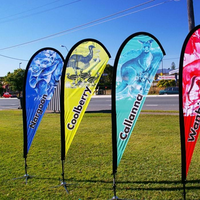 Drapeau plume double face personnalisé en polyester durable, résistant au vent, avec base de poteau pour publicité d'événements extérieurs