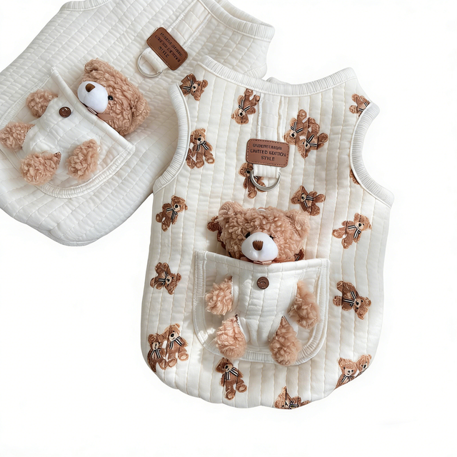 ZHONGYA Pet Hot Selling Cute Bear Pet Accessories Korean Style Cotton Dog Harness and Leash Set for Small Dogs Pet Walking Set