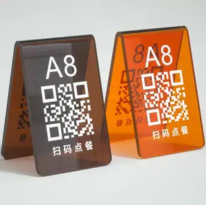 Porte-affiche acrylique personnalisé avec code QR pour restaurant