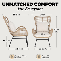 Modernes Garten-Terrassen-Rattan-Stuhl-Set 2-teilig Outdoor-Freizeitsessel mit Kissen für Haus Villa Terrasse