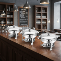 Glas-Speisenwärmer mit Alkoholheizung, Chafing Dish Buffet-Set, Metallform, Goldfinish, 4,5L, Energieeffizienz A++, Speisenwärmer für Hotels