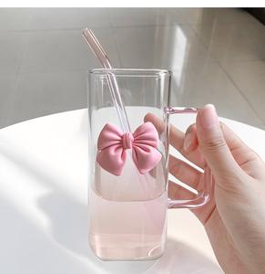 Offre Spéciale – Tasse à Eau Écologique en Verre Borosilicate de 400 ml avec Nœud Décoratif, Paille et Poignée – Qualité Supérieure - Product Image 4