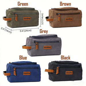 Sac de toilette en toile et <span class=keywords><strong>cuir</strong></span> de luxe avec logo personnalisé, organiseur de rasage pour <span class=keywords><strong>homme</strong></span>, sac cosmétique minimaliste, sac de voyage imperméable - Product Image 3