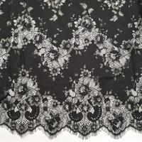 Vente Flash : Tissu en Dentelle Italienne 100% Nylon Noir pour Applications de Dentelle Cils 150*300cm