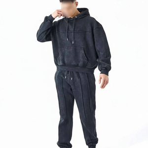 Conception personnalisée qualité hommes survêtement sur mesure hommes survêtement pour jogging acide lavage survêtement ensemble avec 450 Gsm en gros - Product Image 1
