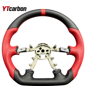 Volant en cuir pleine fleur YTcarbon modifié pour <span class=keywords><strong>Corvette</strong></span> <span class=keywords><strong>C5</strong></span> 1997-2004, design sportif à fond plat en forme de D, cousu à la main - Product Image 4