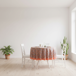 Mantel Redondo 100% <span class=keywords><strong>Lino</strong></span> con Estampado Floral, Manteles Indios, Manteles para Eventos, Tienda en Línea, Gran Venta - Product Image 3