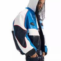Veste bomber de course à l'esprit varsity avec broderie surdimensionnée en applique, couleur personnalisée, silhouette, imperméable, lettre sur le devant