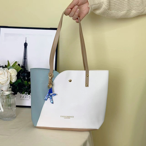 New Trendy Crocodile Material Women's <b>Tote</b> <b>Bag</b> PU Contrast Color Three Handle Stylish Shoulder <b>Bag</b> Daily Use Anti-Theft Portable - Product Image 1