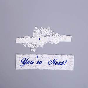 LG-25 strass bleu <span class=keywords><strong>jarretière</strong></span> de mariage pour <span class=keywords><strong>mariée</strong></span> dentelle blanche Floral vous êtes prochain jarretières - Product Image 4