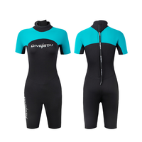DIVESTAR Logo kustom desain baru 3mm baju selam ritsleting belakang Musim Semi celana pendek Neoprene untuk wanita