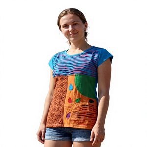 Tops Cortos Formales con Estampado Floral para Mujer, Estilo Nepalí, ODM, Satén Natural Transpirable, Ropa Urbana Ecológica, Moda Urbana, Tendencia Nueva - Product Image 1