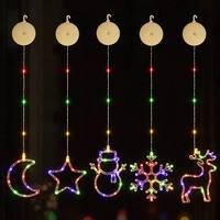 Luces Decorativas Navideñas para Ventanas con Campanas, Estrellas, Ciervos, Copos de Nieve, Santa Claus y Muñecos de Nieve