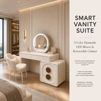 Meilleures ventes : Coiffeuse moderne avec haut-parleur Bluetooth, miroir éclairé extensible pour chambre, idéale pour petits espaces