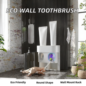 Support mural automatique moderne et écologique pour deux brosses à dents, type en forme de S, avec distributeur de dentifrice intégré, en plastique, pour salle de bain, Aswei - Product Image 2