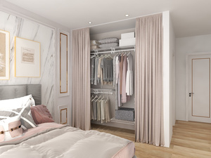 Armario Metálico Moderno Personalizado de Ponie Factory, Armario Abierto <span class=keywords><strong>con</strong></span> Riel para Cortina, Bloqueable, Extensible, Ajustable, de MDF, Ensamblado - Product Image 2