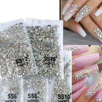 SS3-SS20 1440 pièces Cristaux AB transparents dorés 3D Non HotFix FlatBack Strass pour Nail Art, Décoration de Chaussures et de Danse