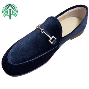Chaussures plates pour femmes en cuir véritable avec dessus en velours, style mocassins, légères, respirantes, antidérapantes, de qualité supérieure, pour l'été - Product Image 1