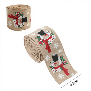 Cinta de Raso de Arpillera de Hierro con Diseño Navideño, Impresión Serigráfica en 3 Colores, Impermeable, Duradera, Decoración Festiva, Envoltura de Regalos - Product Image 6