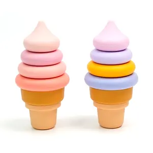 Kids Ice Cream Silicone Building Blocks Free of BPA Silicone Stacker Toy