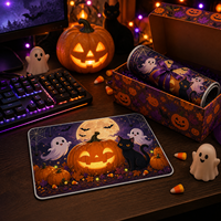 Hadiah Mouse Pad 240X200Mm Tebal 2Mm Halloween Gaming Lucu Labu Hantu Cetak Anime Alas Kain Anti Selip Alas Busa PU Seram