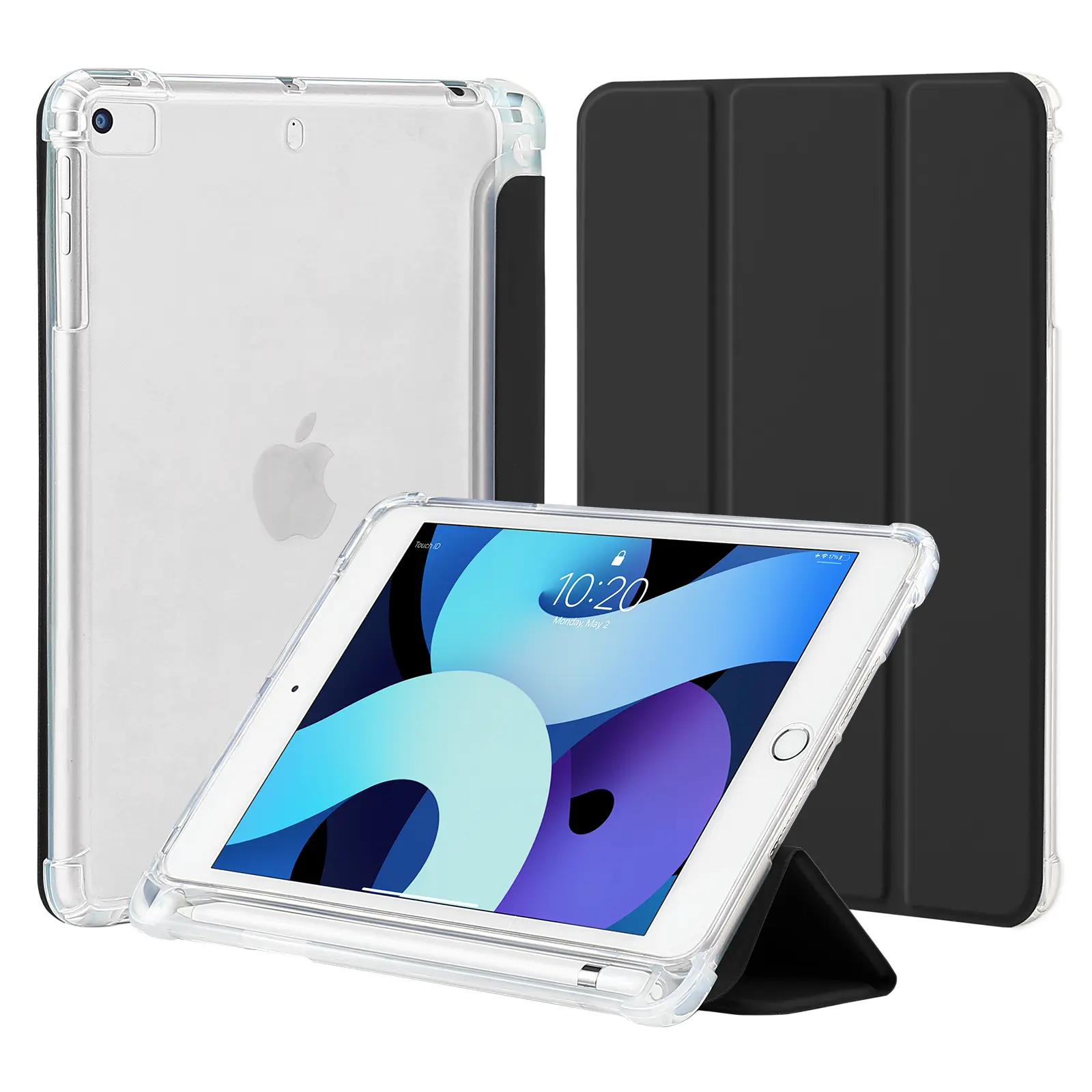 Funda para tableta Transparente Claro Suave Flexible TPU Tri-Fold folio para Ipad Mini 54321