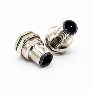 Male Female 90 derajat M8 PCB lengkung Panel Mount soket terlindung PA6.6 PLC pemrograman kontrol industri bersertifikat CE - Product Image 4