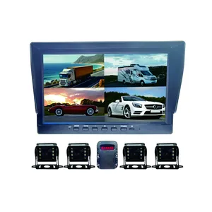 מערכת HD Quad View 10 אינץ' 4CH של רכב משאית רכב גיבוי תנועה צדית זיהוי אזעקה חניה צג מצלמה אחורית