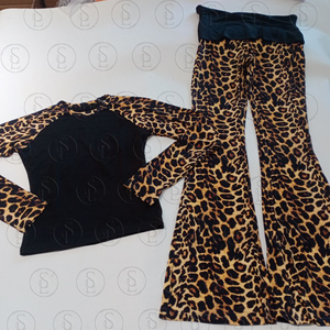 Ensemble 2 pièces Loungewear pour femmes grandes tailles : Haut à manches longues imprimé personnalisé et <span class=keywords><strong>pantalon</strong></span> à taille pliable - Product Image 6