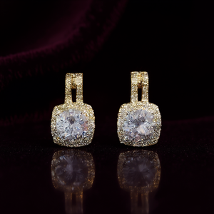 Orecchini E2101 in Oro con Diamanti Taglio Brillante Rotondo Colore G, Gioielli Classici da Donna Placcati Oro per Matrimonio - Product Image 2