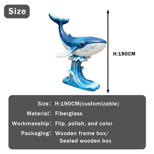 รูปปั้นโลมาวาฬไฟเบอร์กลาสสำหรับตกแต่งสวนกลางแจ้ง - Product Image 3
