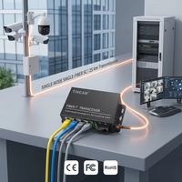 Convertidor de Medios de Fibra Óptica TiNCAM 20km 10/100Mbps |   Convertidor de Medios de Fibra Óptica para CCTV con 1 Puerto de Fibra SC + 4 Puertos Ethernet RJ45