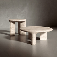 Table d'appoint sculpturale en travertin bio Dream Home, style moderne minimaliste, en pierre naturelle, pour salon, chambre, hôtel