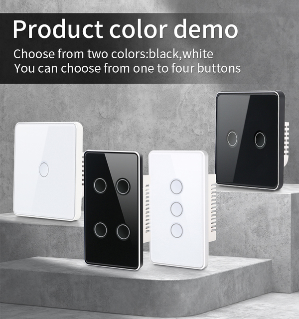 US Concave-point Touch Switch Two Colors Black & White Remote Controlled by Smart Life & Tuya Smart Touch Wall Switch