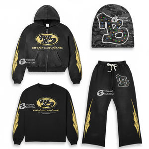 Fabricantes de ropa personalizada Chándales de buena calidad, pantalones de chándal Acampanados para hombre y conjuntos de Sudadera con capucha, Chándal Unisex - Product Image 1